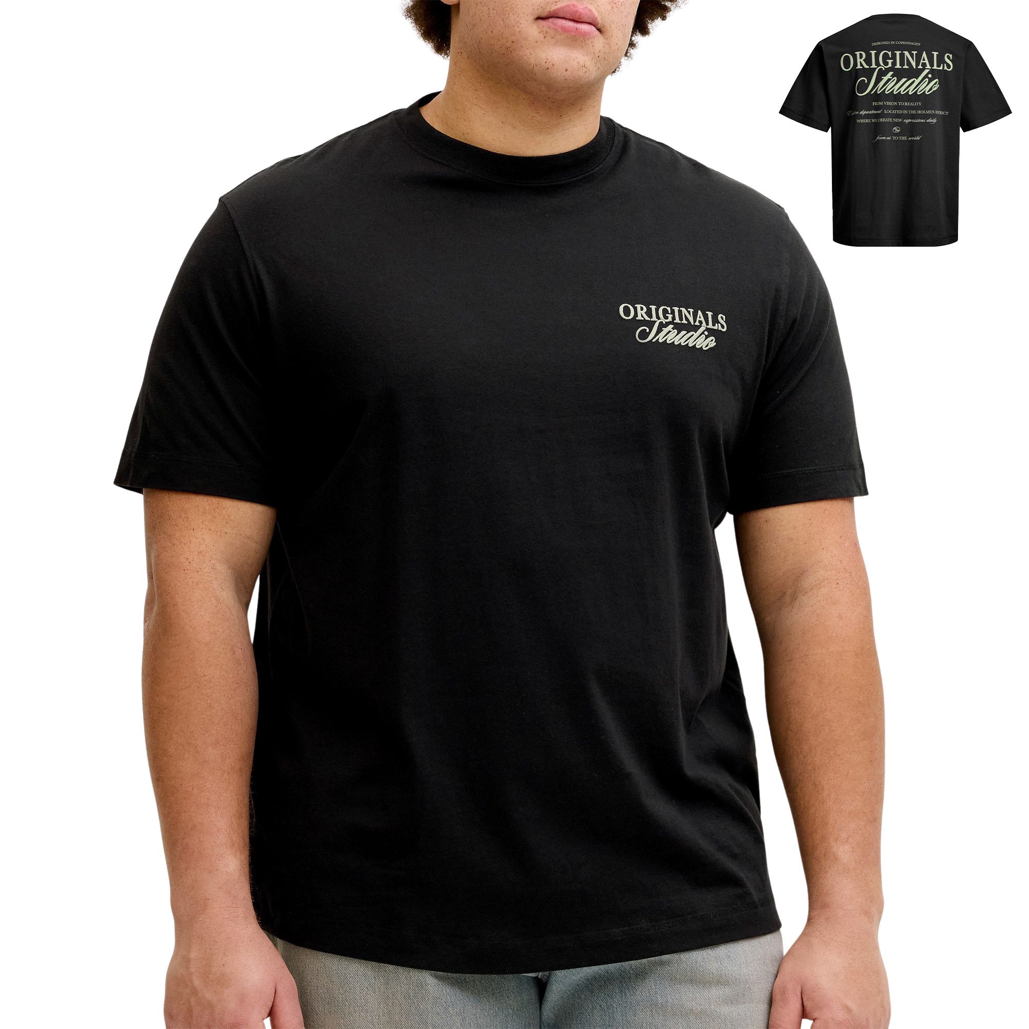 Jack & Jones Norrebro Typo Backprint Crew T-shirt Heren (plussize